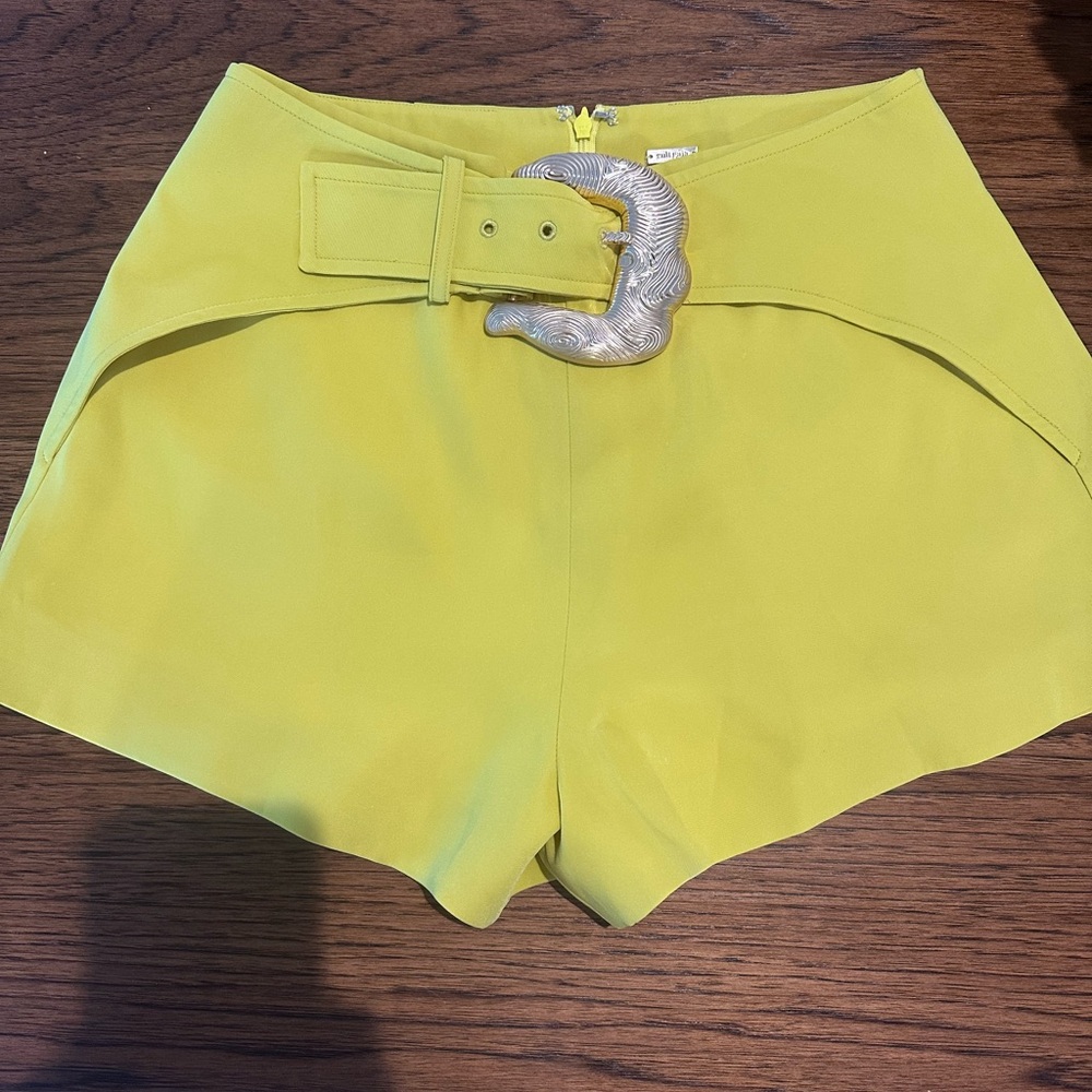 Cult Gaia Lime High Waist Belted Shorts